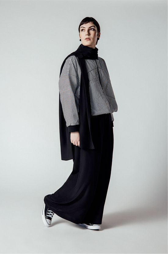 Image Title Striped Bomber Jacket